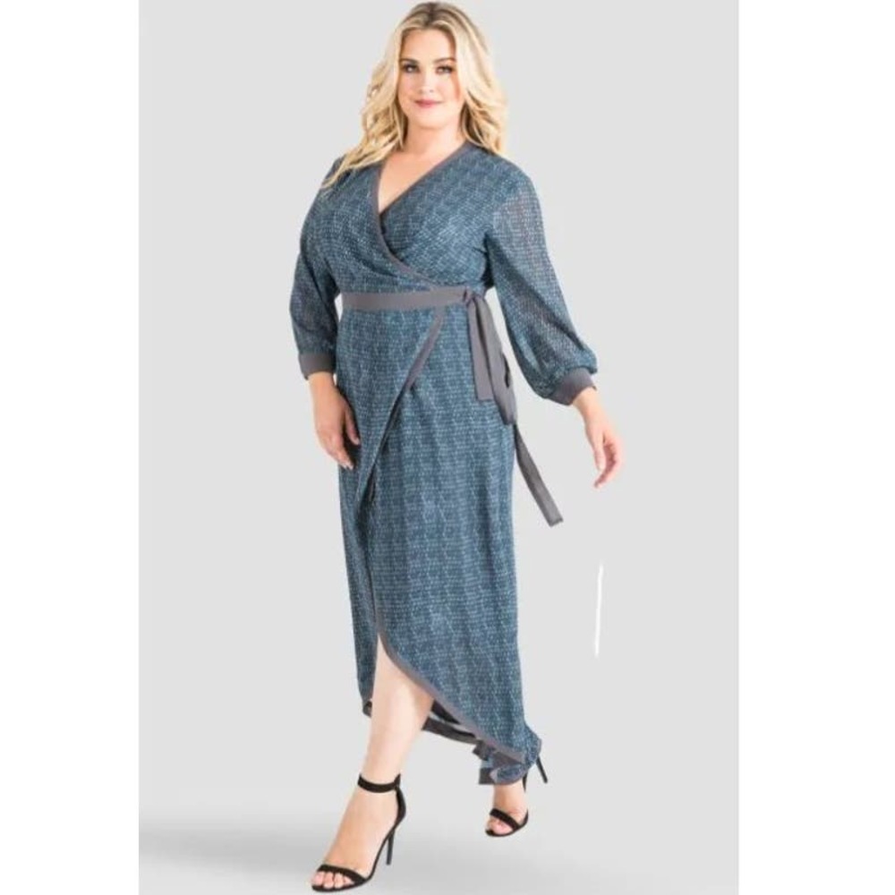 Standards & Practices Snakeskin Print Tulip High Low Wrap Chiffon Dress xxl NWT